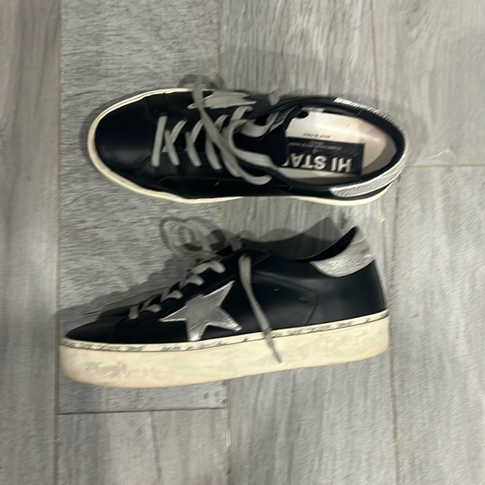 Golden Goose Hi Star Black Leather Platform Sneaker